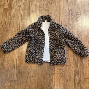 J. Crew Crewcuts Leopard faux fur girls jacket size L (10-11)
